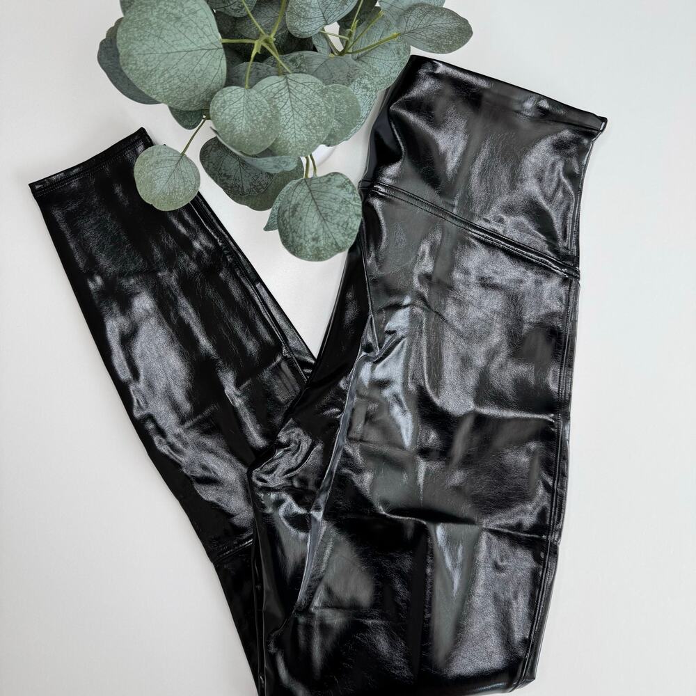 SPANX | NWT Classic Black Faux Patent Leather Leggings - Picture 2 of 8
